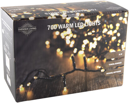 Svenska Living Kerstverlichting - 700 led lampjes - warm wit - 1400 cm - lichtsnoer - timer en dimmer