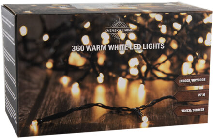 Svenska Living Kerstverlichting warm wit buiten 360 lampjes 2700 cm inclusief timer en dimmer Zwart