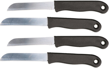 Svenska Living Keukenmesjes/aardappelschilmesjes - 4x stuks - kunststof - zwart - 18 cm