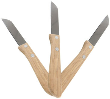 Svenska Living Keukenmesjes/aardappelschilmesjes - 6x stuks - hout/rvs - bruin - 17 cm