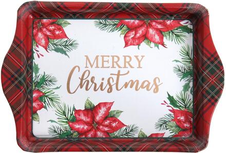 Svenska Living Koffie tray kerst bloem goud 21x14x2cm rood