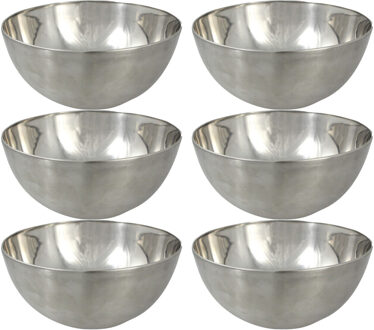 Svenska Living Kommetjes - 6x stuks - schaaltjes - mat zilver - RVS - D13 x 7 cm - serveerschalen