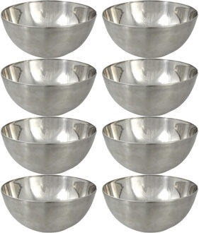 Svenska Living Kommetjes - 8x stuks - schaaltjes - mat zilver - RVS - D13 x 7 cm - serveerschalen