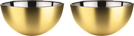 Svenska Living Kommetjes/schaaltjes - 2x - mat goud - RVS - D19 x 9.5 cm - serveerschalen