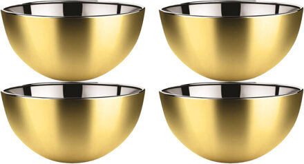 Svenska Living Kommetjes/schaaltjes - 4x - mat goud - RVS - D19 x 9.5 cm - serveerschalen