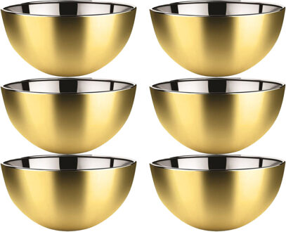 Svenska Living Kommetjes/schaaltjes - 6x - mat goud - RVS - D19 x 9.5 cm - serveerschalen