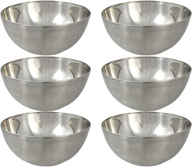 Svenska Living Kommetjes/schaaltjes - 6x - mat zilver - RVS - D19 x 9.5 cm - serveerschalen