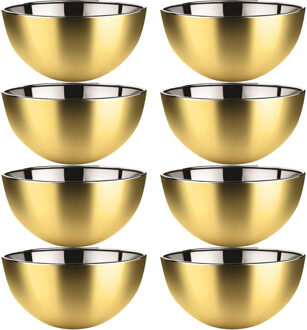 Svenska Living Kommetjes/schaaltjes - 8x - mat goud - RVS - D13 x 7 cm - serveerschalen