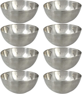 Svenska Living Kommetjes/schaaltjes - 8x - mat zilver - RVS - D19 x 9.5 cm - serveerschalen