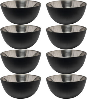 Svenska Living Kommetjes/schaaltjes - 8x - mat zwart - RVS - D13 x 7 cm - serveerschalen