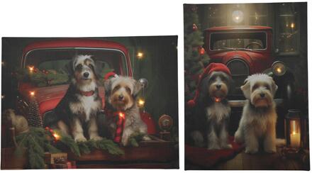 Svenska Living LED Kerst canvas honden 2xAA 30x40cm zwart