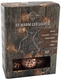 Svenska Living Lichtsnoer - 10 balletjes - koper - op batterijen - 100 cm - Kerstverlichting