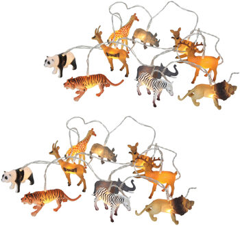 Svenska Living Lichtsnoeren - 2x st - safari dieren - 170 cm - op batterij - warm wit - 10 led lampjes