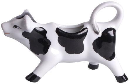 Svenska Living Melkkannetje Koe - keramiek - wit/zwart - 7x19 cm - schenkkannetje met handvat staart