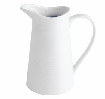 Svenska Living Melkkannetje/schenkkan saus - keramiek - wit - D10 x H17 cm - schenktuit en handvat - Schenkkannen