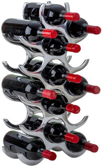 Svenska Living Modern stijlvol Wijnrek voor 15 flessen - chrome - metaal - 31 x 58 cm