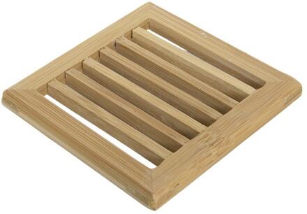Svenska Living Onderzetter bamboe ribbel 10x10cm bruin