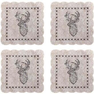 Svenska Living Onderzetter rendier vilt set a 4 10cm beige