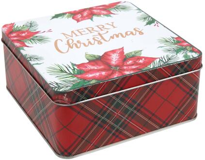 Svenska Living Opbergblik kerst bloem goud 15x15x7cm rood