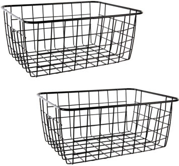 Svenska Living Opbergmand - Set van 2x stuks - zwart - industri?le draadmand - 18 x 24 x 10 cm - kas