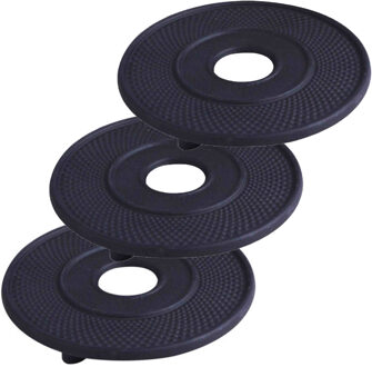 Svenska Living Pannen/theepot onderzetters - 3x stuks - Gietijzer - Zwart - 14 cm