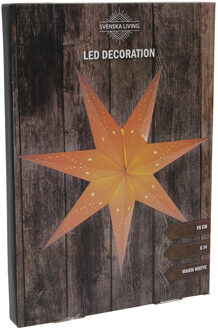 Svenska Living Papieren decoratie kerstster lampion wit 76 cm met E14 fitting