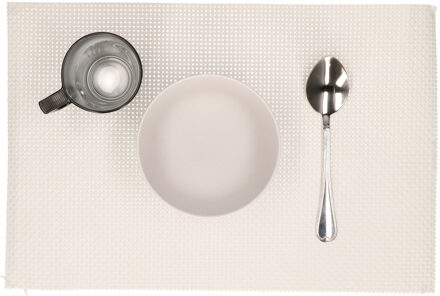 Svenska Living Placemats - 12x stuks - wit - polyester - 45 x 30 cm
