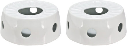 Svenska Living Rechaud - 2x - warmhoudplaat - porselein - wit - 16 x D14 cm