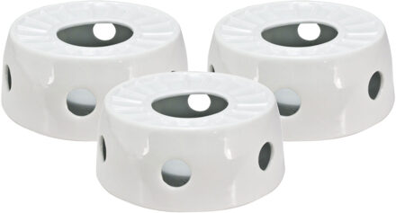 Svenska Living Rechaud - 3x - warmhoudplaat - porselein - wit - 16 x D14 cm