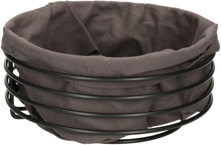 Svenska Living Ronde broodmand/serveermand zwart metaal/grijs katoen 23 cm