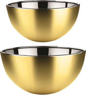 Svenska Living Salade/serveer schalen - goud - RVS - 29 en 23 cm - serveerschalen - keuken accessoires