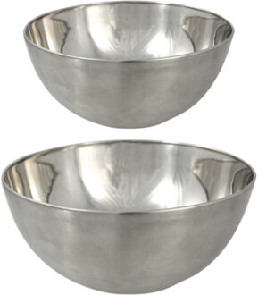 Svenska Living Salade/serveer schalen - mat zilver - RVS - 29 en 23 cm - serveerschalen - keuken accessoires