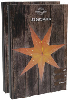 Svenska Living Set van 2x stuks decoratie kerstster lampionnen wit 76 cm