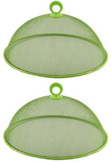 Svenska Living Set van 2x stuks metalen vliegenkappen/voedselkappen groen rond 30 cm