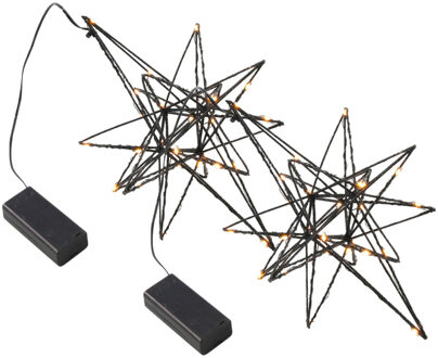 Svenska Living Set van 2x stuks verlichte kunststof kerststerren 25 cm