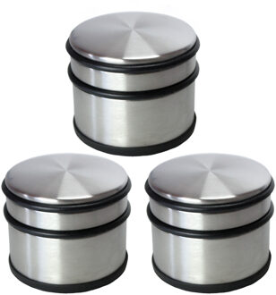 Svenska Living Set van 3x stuks deurstoppers rond zilver/mat zwart 10 x 8 cm