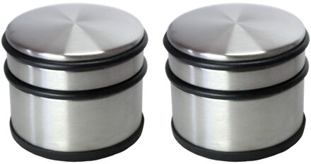 Svenska Living Set van 4x stuks deurstoppers rond zilver/mat zwart 10 x 8 cm