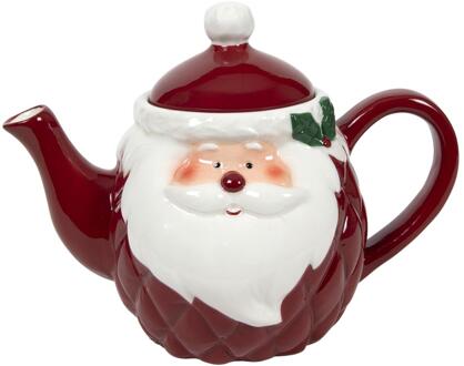 Svenska Living Theepot kerstman ruit Ø13x16cm rood