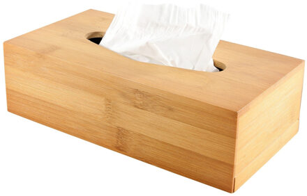 Svenska Living Tissuebox - naturel bamboe hout - 25 x 13 x 8 cm