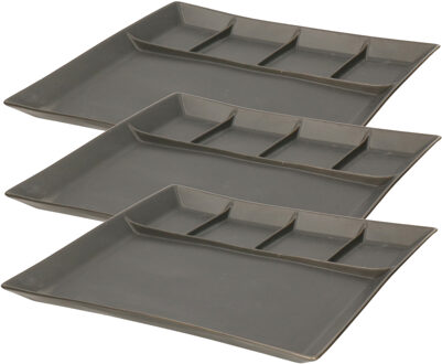 Svenska Living Vakjesbord - 12x stuks - 5-vaks - zwart - bord met vakjes - fonduebord - gourmetbord