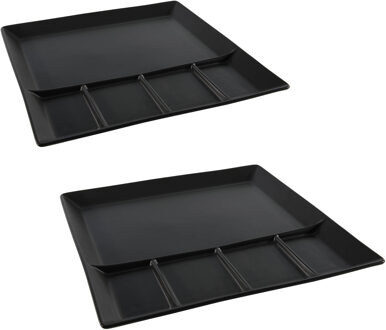 Svenska Living Vakjesbord - 4x stuks - 5-vaks - zwart - bord met vakjes - fonduebord - gourmetbord