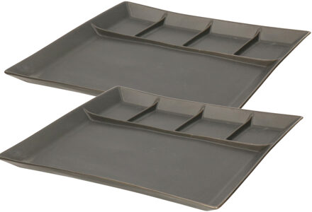 Svenska Living Vakjesbord - 4x stuks - 5-vaks - zwart - bord met vakjes - fonduebord - gourmetbord