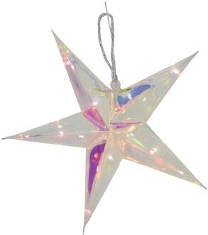 Svenska Living Verlichte kerstster - zilver iriserend- 34 cm -batterij - Kerststerren Zilverkleurig