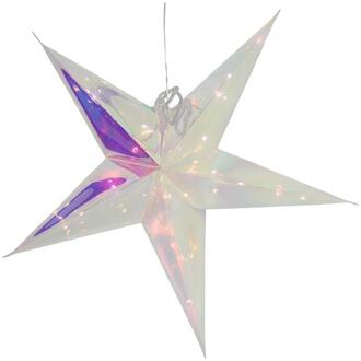 Svenska Living Verlichte kerstster - zilver iriserend- 53 cm -batterij - Kerststerren Zilverkleurig