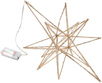 Svenska Living Verlichte kunststof kerstster lamp goud met warm witte verlichting inclusief timer 36 cm Goudkleurig