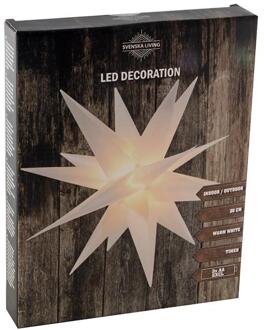 Svenska Living Verlichte kunststof kerstster lampion wit 35 cm op batterijen - Kerststerren
