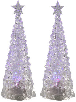 Svenska Living Verlichte piramide kerstboompjes - 2x st - acryl - 30 cm - color changing