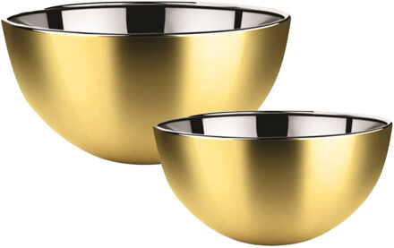 Svenska Living Voedsel serveer schalen set - 4x stuks - metallic goud - RVS - Dia 19/23 cm