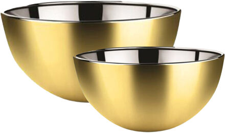 Svenska Living Voedsel serveer schalen set - 6x stuks - metallic goud - RVS - Dia 19/13 cm