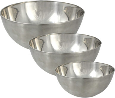 Svenska Living Voedsel serveer schalen set - 6x stuks - metallic zilver - RVS - Dia 13/19/23 cm